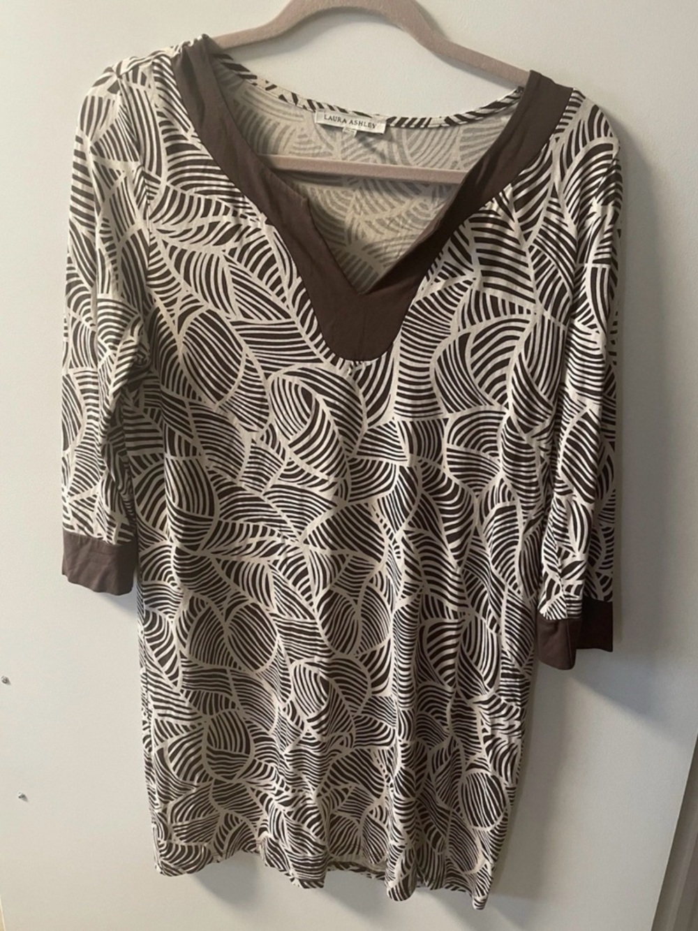 Laura Ashley Brown & Cream V-Neck Patterned Tunic